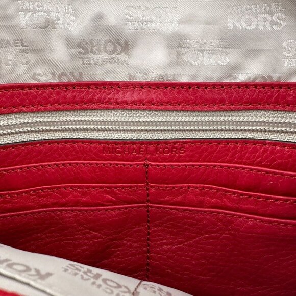 Michael Kors Red Pebbled Leather Envelope Clutch Shoulder Bag - Picture 7 of 7